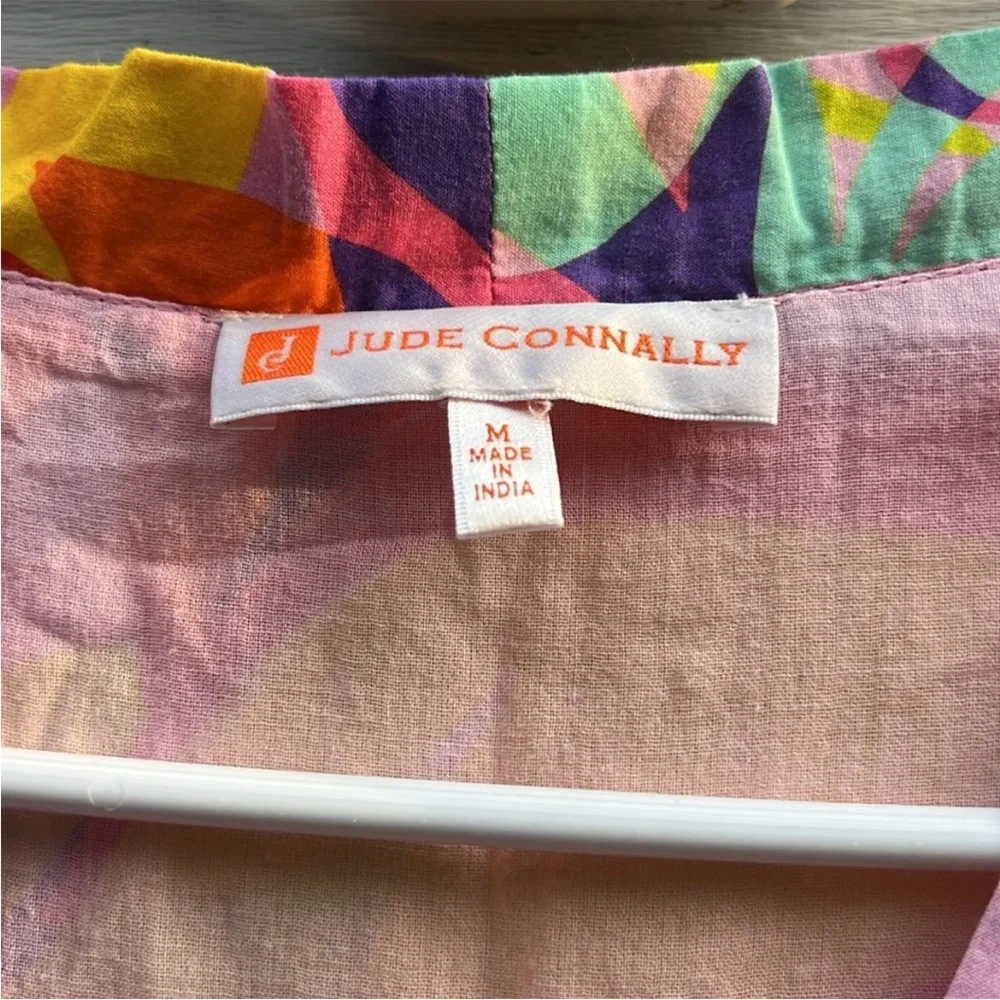 Jude Connally Colorful V-neck Short Sleeve Midi Dress size Medium - Picture 3 of 5